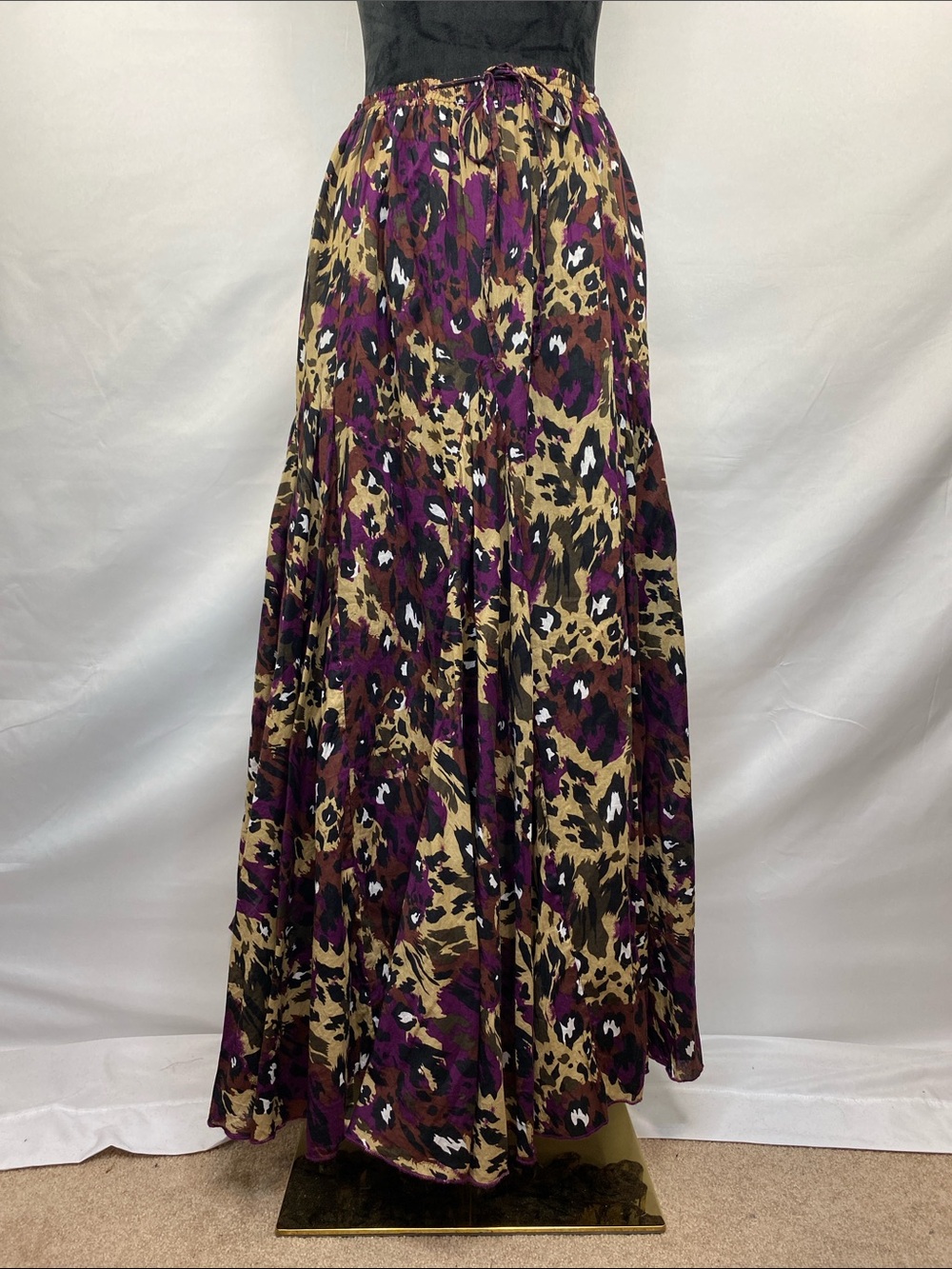 Jessica London Leopard Animal Print 100% Cotton Full Maxi Skirt Size 16
